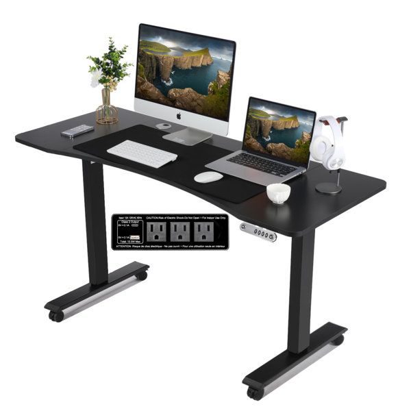 Inbox Zero Bureau debout à hauteur réglable électrique de 55 po avec 2